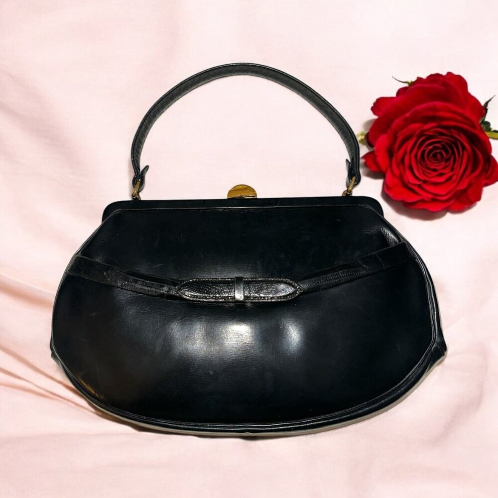 Andrew Geller Black and Gold Shoulder Bag with Elegant Design